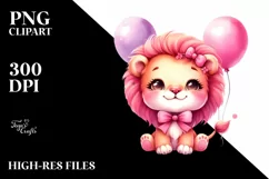 Colorful Baby Lion with Balloons | Sublimation | Clipart Product Image 3