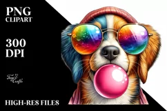 Fun Puppy Sunglasses Chewing Gum | Sublimation Clipart Product Image 1
