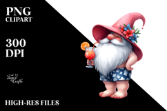 Gnome with Cocktail in Beachwear, Transparent PNG Product Image 2
