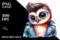 Cute Baby Owl Posing, Cool Haircut PNG Product Image 1