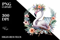 Watercolor Flamingo with Flower Wreath Product Image 1