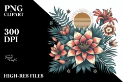 Vintage Tropical Sun Flower | Sublimation Clipart Product Image 3