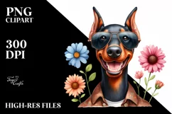 Watercolor Baby Doberman Sunglasses Clipart Product Image 3