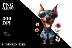 Watercolor Baby Doberman Sunglasses Clipart Product Image 3