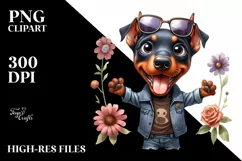 Watercolor Baby Doberman Sunglasses Clipart Product Image 3