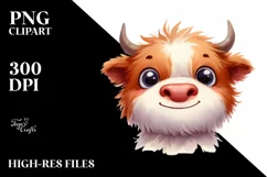 Funny Expressive Highland Cow, High-Res Clipart Product Image 3