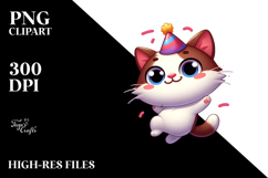 Silly Kitten with Party Hat PNG Product Image 2