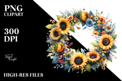 Vibrant Watercolor Abstract Sunflower Wreath Product Image 2