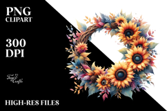 Vibrant Sunflower Wreath | Clipart Product Image 2