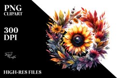 Vibrant Watercolor Abstract Whreath with Sunflower | Product Image 1