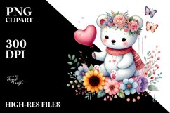 Cute Boho Polar Bear Heart PNG Product Image 2