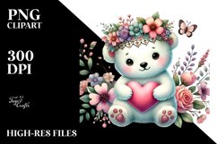 Cute Boho Polar Bear Heart PNG Product Image 2