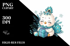 Cute Baby Peacock with Present PNG Product Image 1