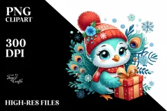 Cute Baby Peacock with Present PNG Product Image 1