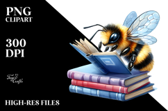 Vibrant Bee Reading | Watercolor Clipart Product Image 2
