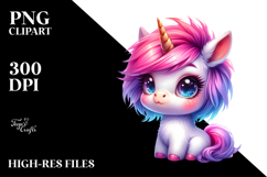Cute Jumping Unicorn with Cool Haircut, Funny PNG Product Image 2