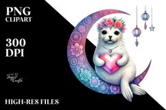 Colorful Boho Seal Holding Heart PNG Product Image 2