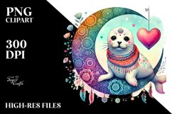 Boho Seal on Moon, PNG Product Image 2