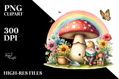 Colorful Gnome House Rainbow Butterfly | Sublimation, Product Image 2