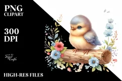 Cute Baby Bird Watercolor PNG Product Image 1
