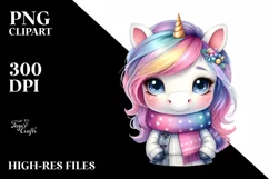 Caricature-Like Unicorn in Winter Clothes, Transparent PNG Product Image 2