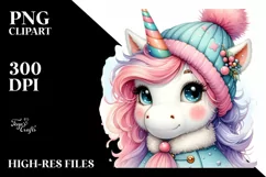 Caricature-Like Unicorn in Winter Clothes, Transparent PNG Product Image 2