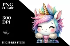 Caricature-Like Unicorn in Winter Clothes, Transparent PNG Product Image 2