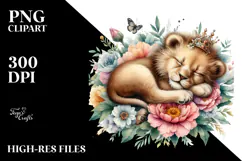 Digital Watercolor with Adorned Baby Lion, Transparent PNG Product Image 2