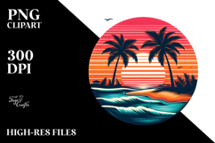 Retro Tropical Beach Sunset 20 oz Tumbler PNG Product Image 2