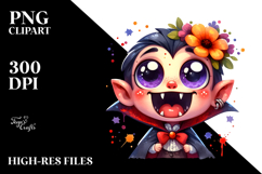 Silly Funny Vampire with Flower, Vibrant PNG Product Image 2