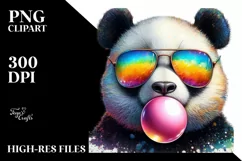 Colorful Panda Sunglasses Chewing Gum | Sublimation Clipart Product Image 1