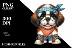 Watercolor Baby Saint Bernard Bandana Fancy es Clipart Product Image 1