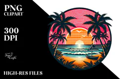 Retro Tropical Beach Sunset, 20 oz Tumbler Product Image 2