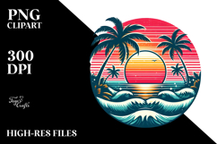 Retro Tropical Beach Sunset Clipart Tshirt, 20 oz Tumbler Product Image 2