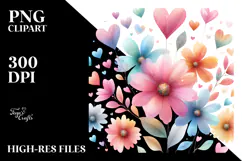 Pastel Flower with Heart Petals PNG Product Image 2