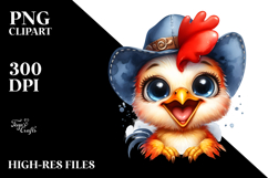 Funny Baby Rooster Portrait | Watercolor Clipart Product Image 2