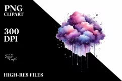 Colorful Purple Watercolor Cloud | Clipart Product Image 1