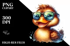 Smiling Duck Sunglasses | Watercolor Clipart Product Image 1