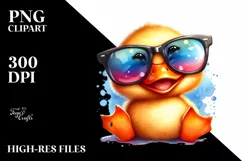 Smiling Duck Sunglasses | Watercolor Clipart Product Image 3