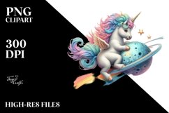Colorful Pastel Baby Unicorn Riding a Comet PNG Product Image 3