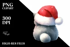 Cute Watercolor Cat with Christmas Decorations PNG Product Image 3