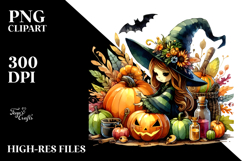 Vibrant Witch Pumpkin Clipart Product Image 2