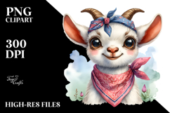 Funny Baby Goat With Bandana | Clipart Product Image 2