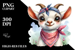 Funny Baby Goat With Bandana | Clipart Product Image 2
