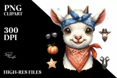Funny Baby Goat With Bandana | Clipart Product Image 3