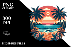 Retro Tropical Beach Sunset 20 oz Tumbler PNG Product Image 2