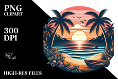 Retro Tropical Beach Sunset 20 oz Tumbler PNG Product Image 2