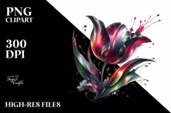 Abstract Shiny Tulip Watercolor | Sublimation | Clipart Product Image 3