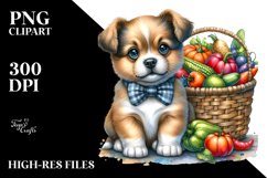 Baby Puppy with Autumn Vegetables | Watercolor Gnome Product Image 1