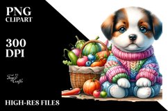 Baby Puppy with Autumn Vegetables | Watercolor Gnome Product Image 3